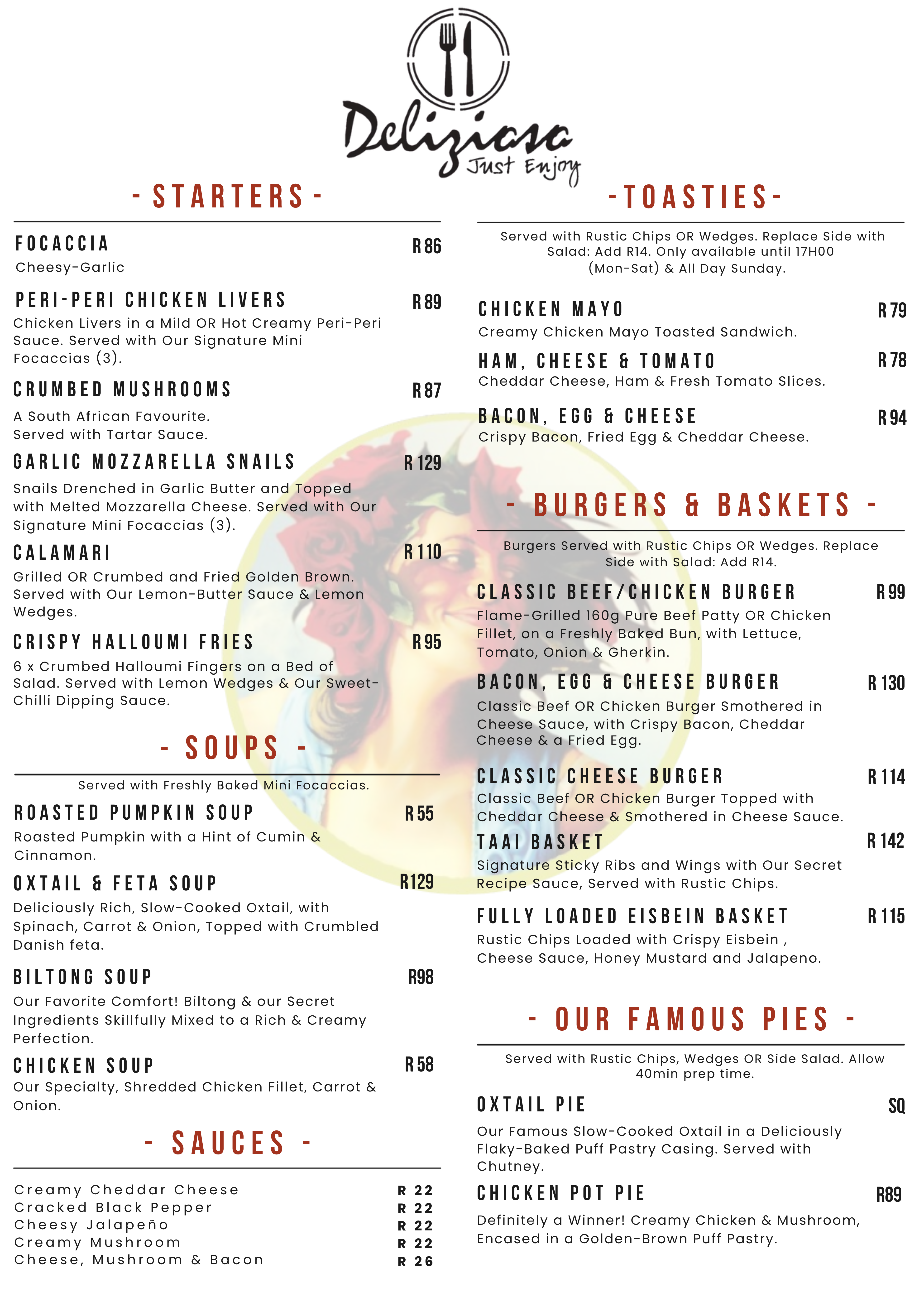 Page 1 Delizioso Menu May 2026